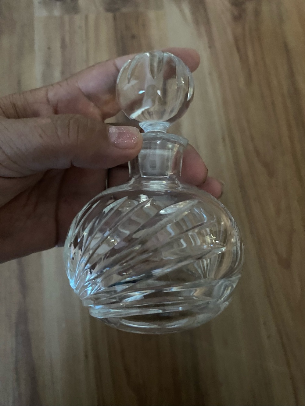 Vintage Clear Crystal perfume Bottle with Crystal cut Stopper
